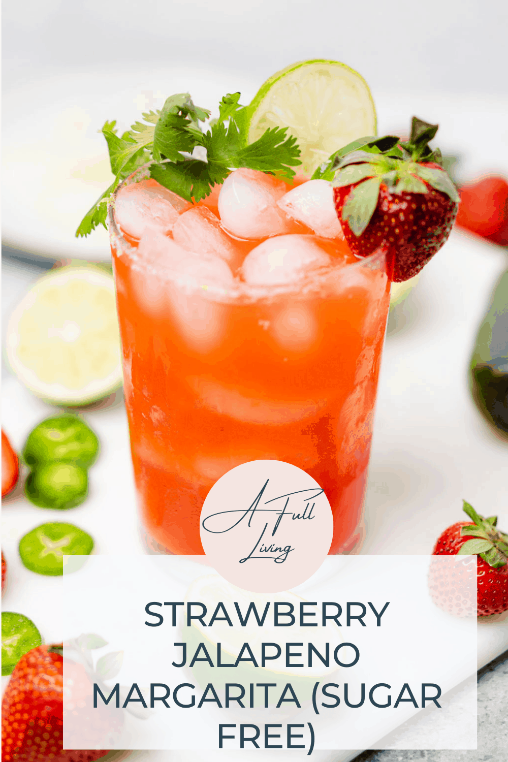 strawberry jalapeno margarita sugar free graphic with text