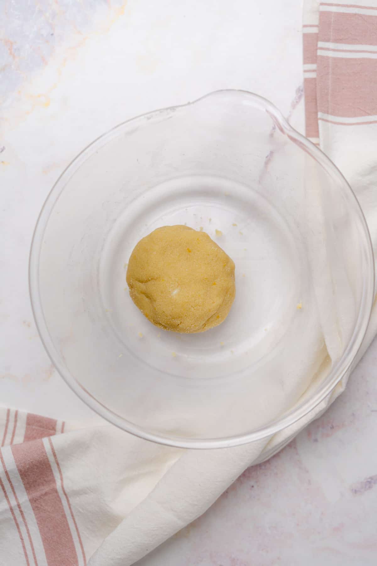 ball of shortbread crust dough for a tart
