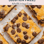 Keto Chocolate Chip Cookie Bars (Gluten Free) graphic with text