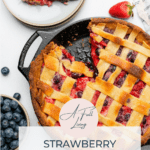 Strawberry Blueberry Pie (Low Carb, Gluten Free) graphic with text