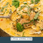 creamy keto tuscan chicken skillet with text