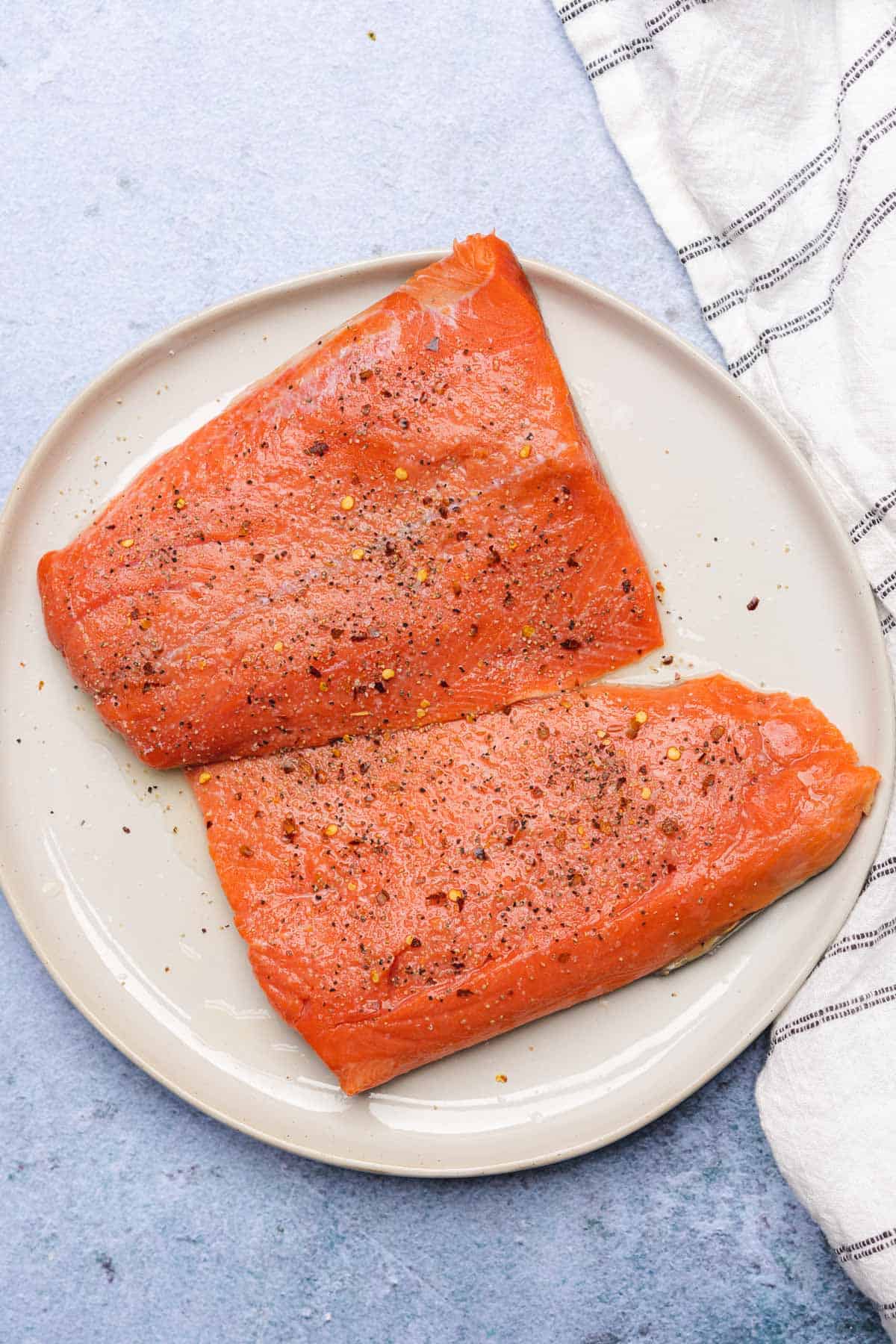 salmon fillets with salt and pepper