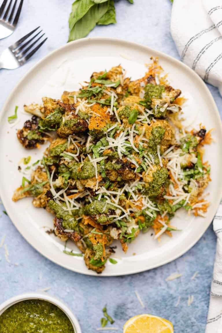Pesto Cauliflower with Crispy Parmesan A Full Living