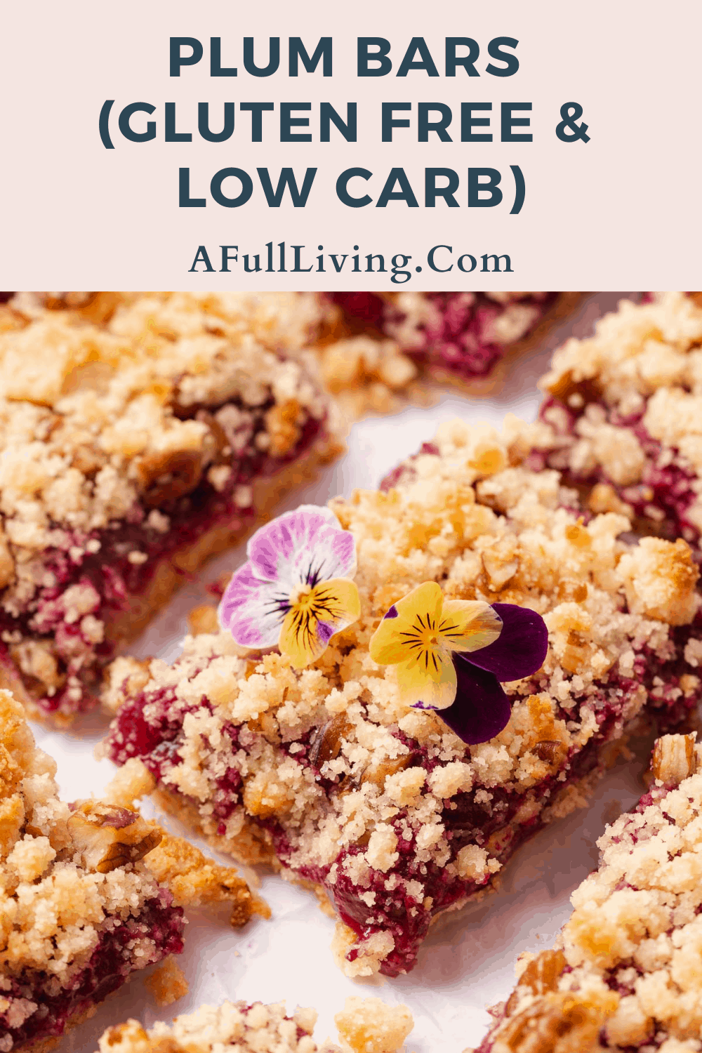 plum bars gluten free and low carb with edible flower