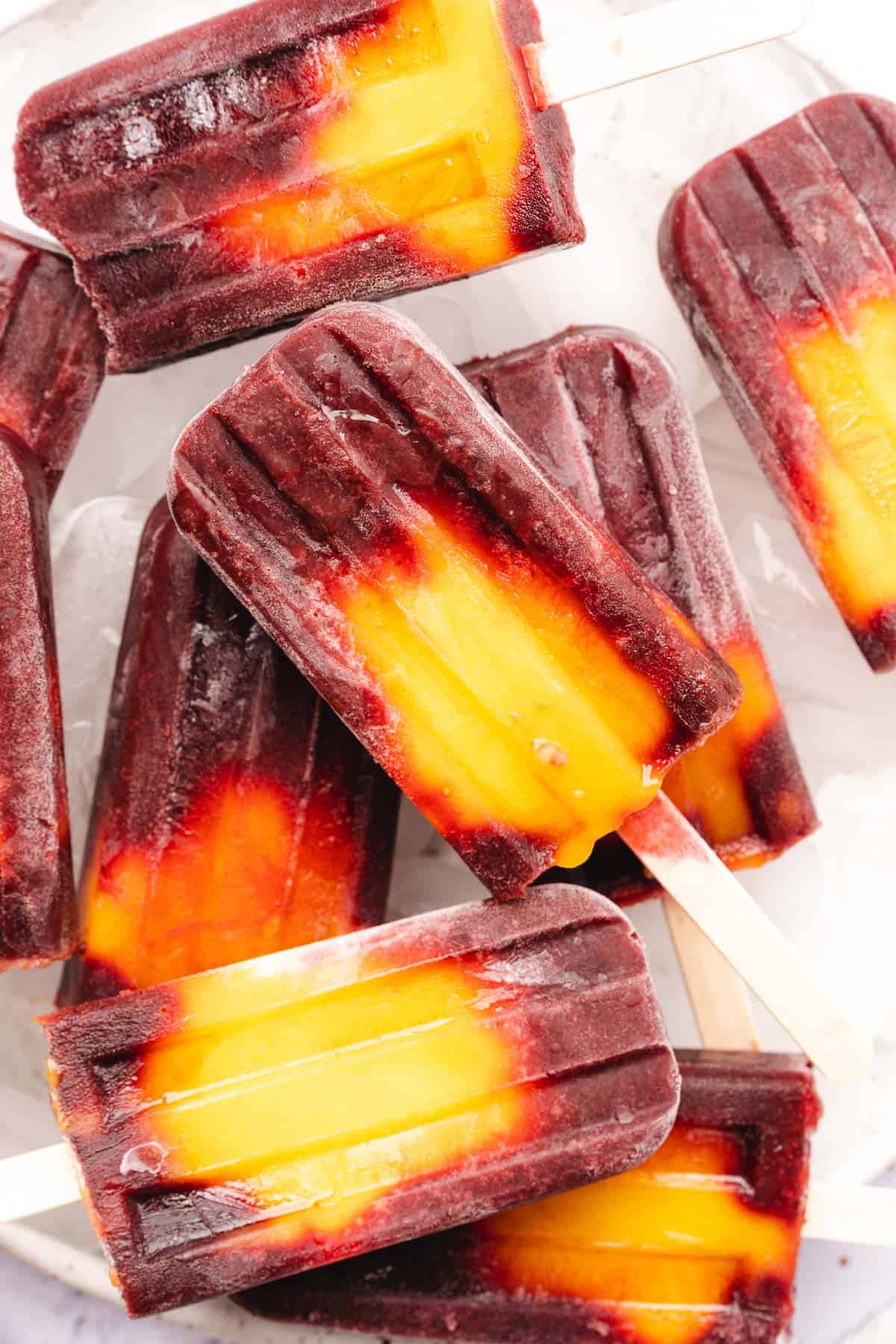 gorgeous mango and cherry popsicles