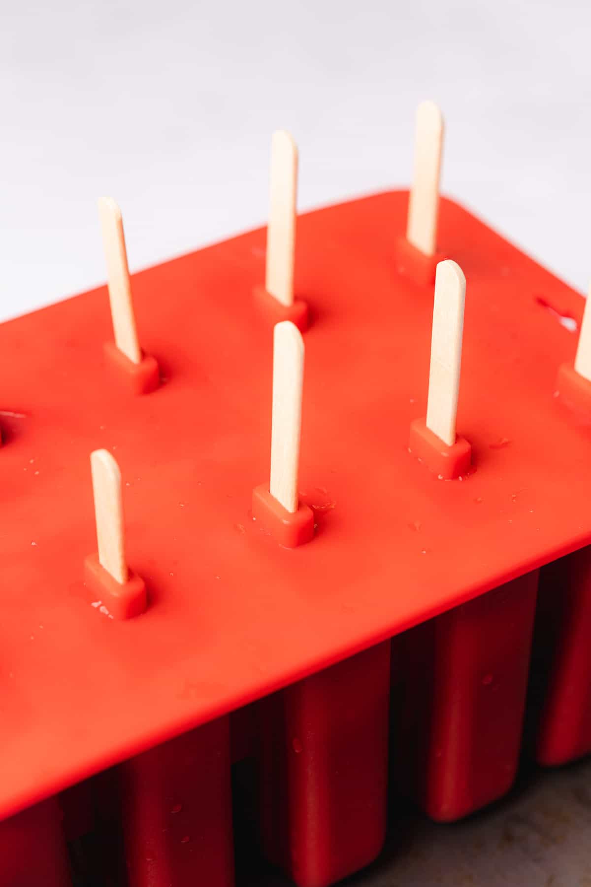 silicone popsicle mold with sticks inside