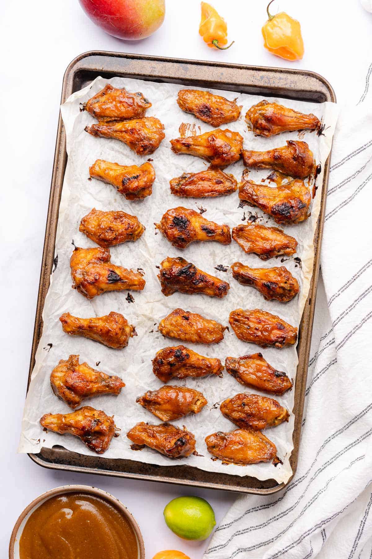 chicken wings with mango sauce baked and crispy