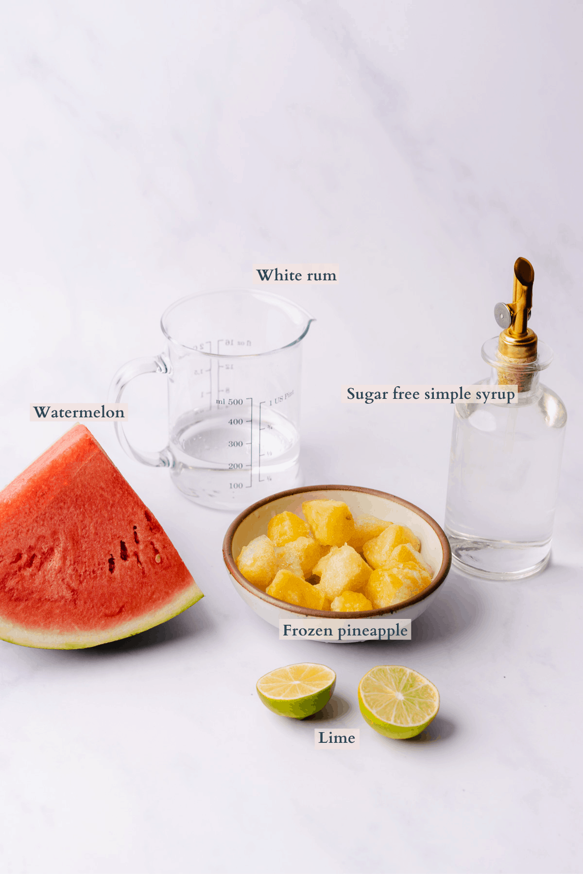 pineapple watermelon daiquiri ingredients graphic with text to denote different ingredients