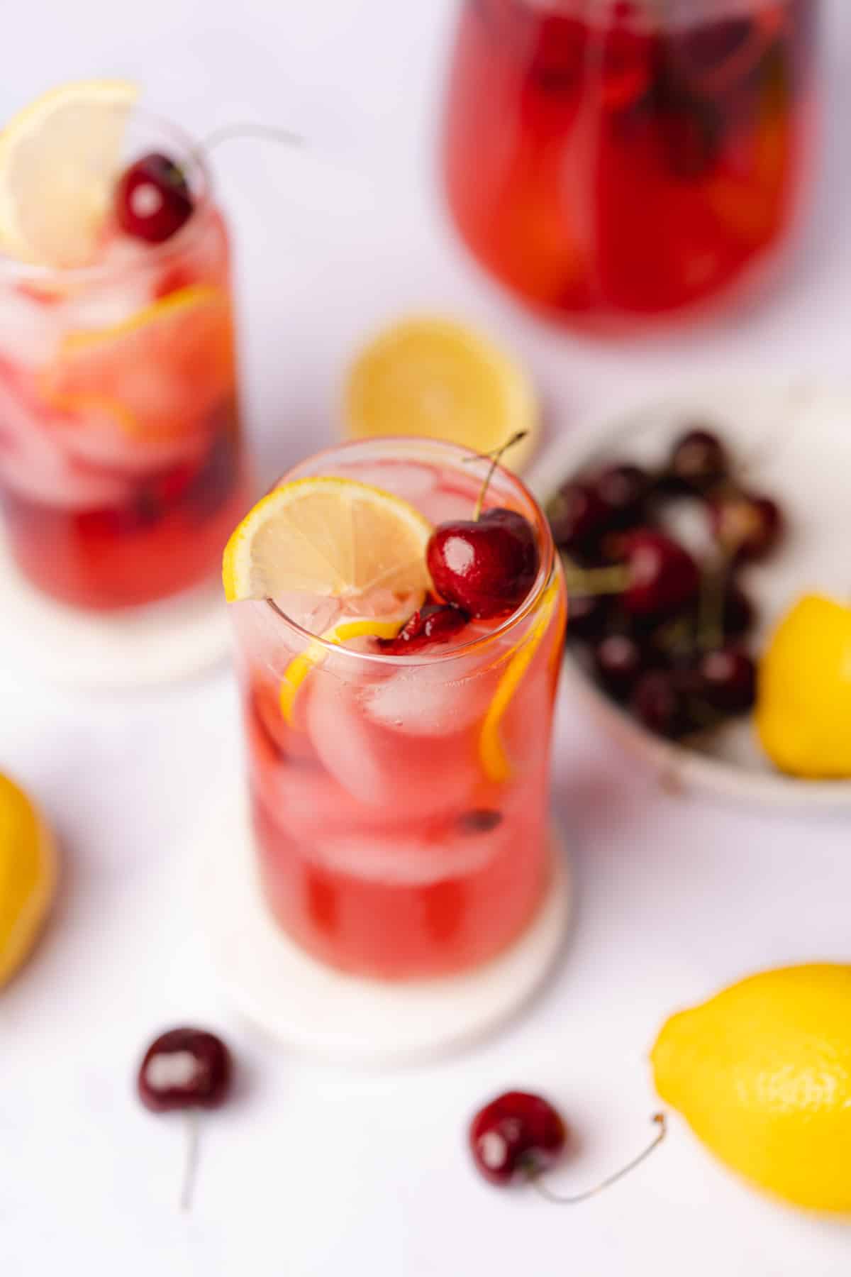 close up shot of sugar free cherry lemonade
