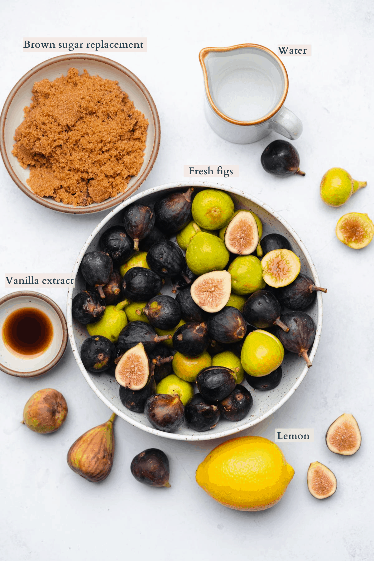 figs spread ingredients with text to denote different ingredients