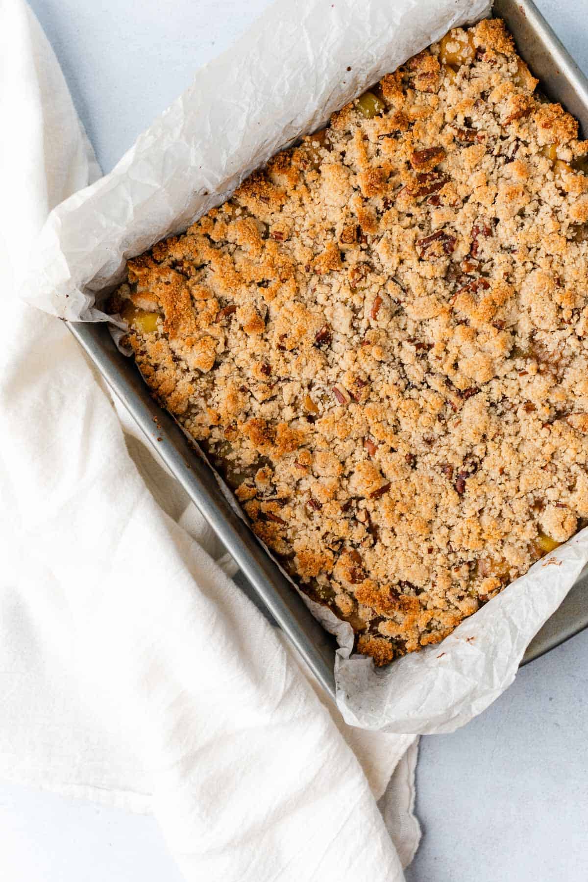 baked keto apple crumble bars with pecan
