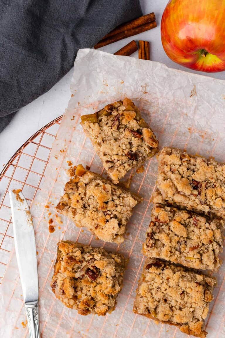 Keto Apple Crumble Bars with Pecans Gluten Free