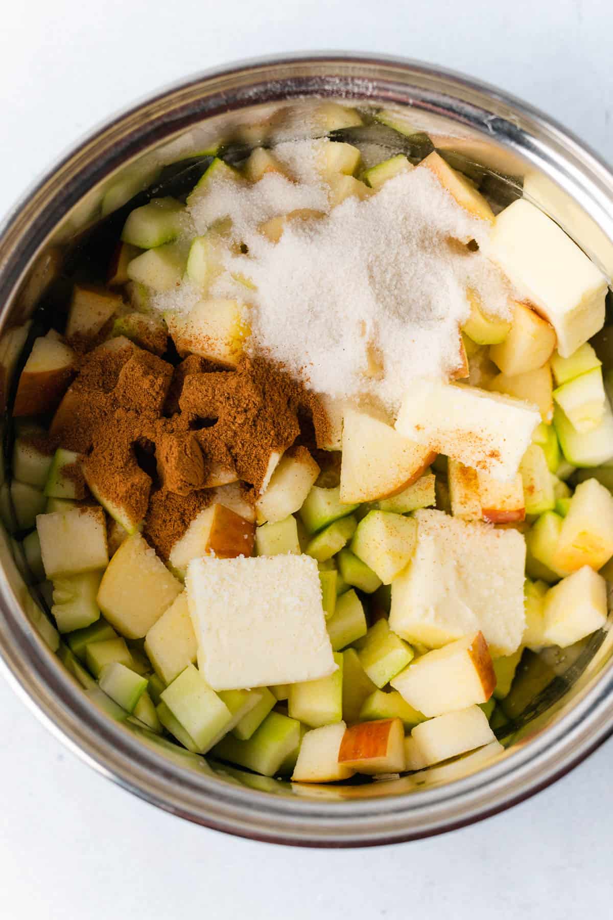 apples and zucchini with sweetener, butter and cinnamon