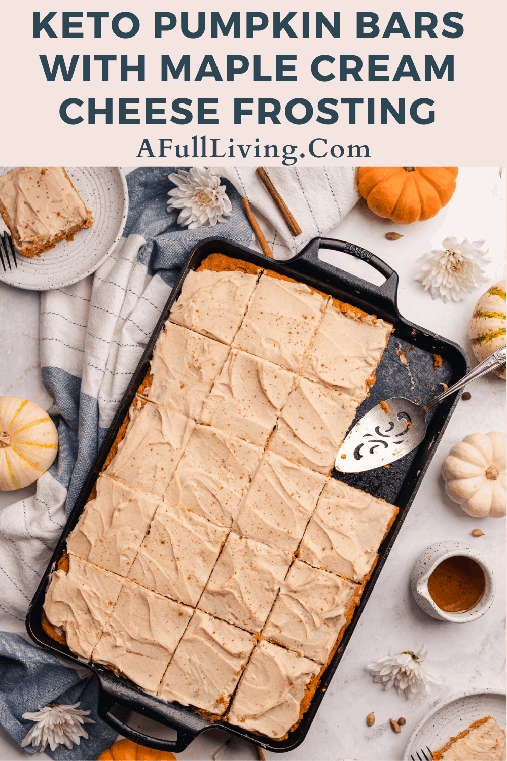 keto pumpkin bars with maple cream cheese frosting