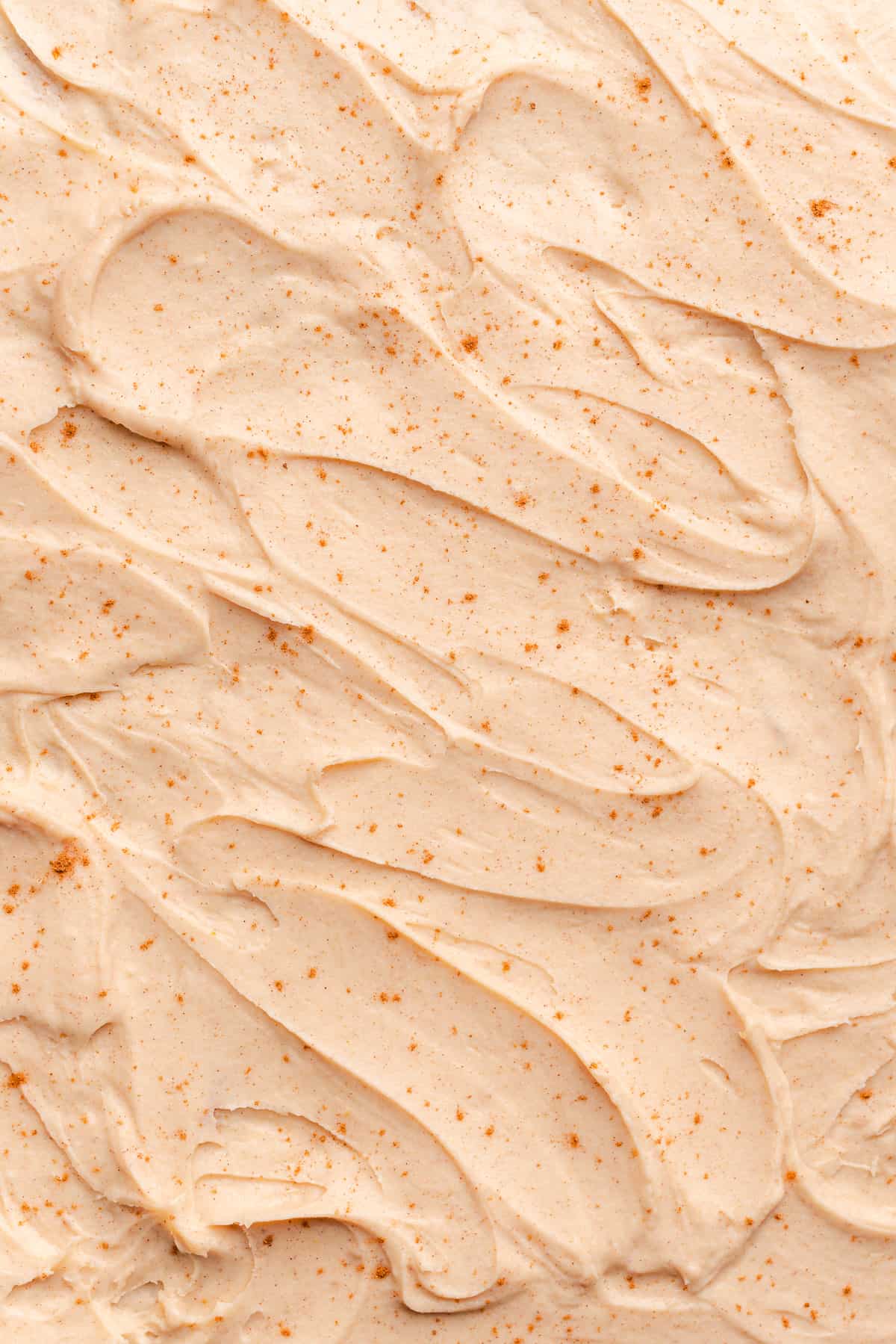 close up shot of spiced maple cream cheese frosting 