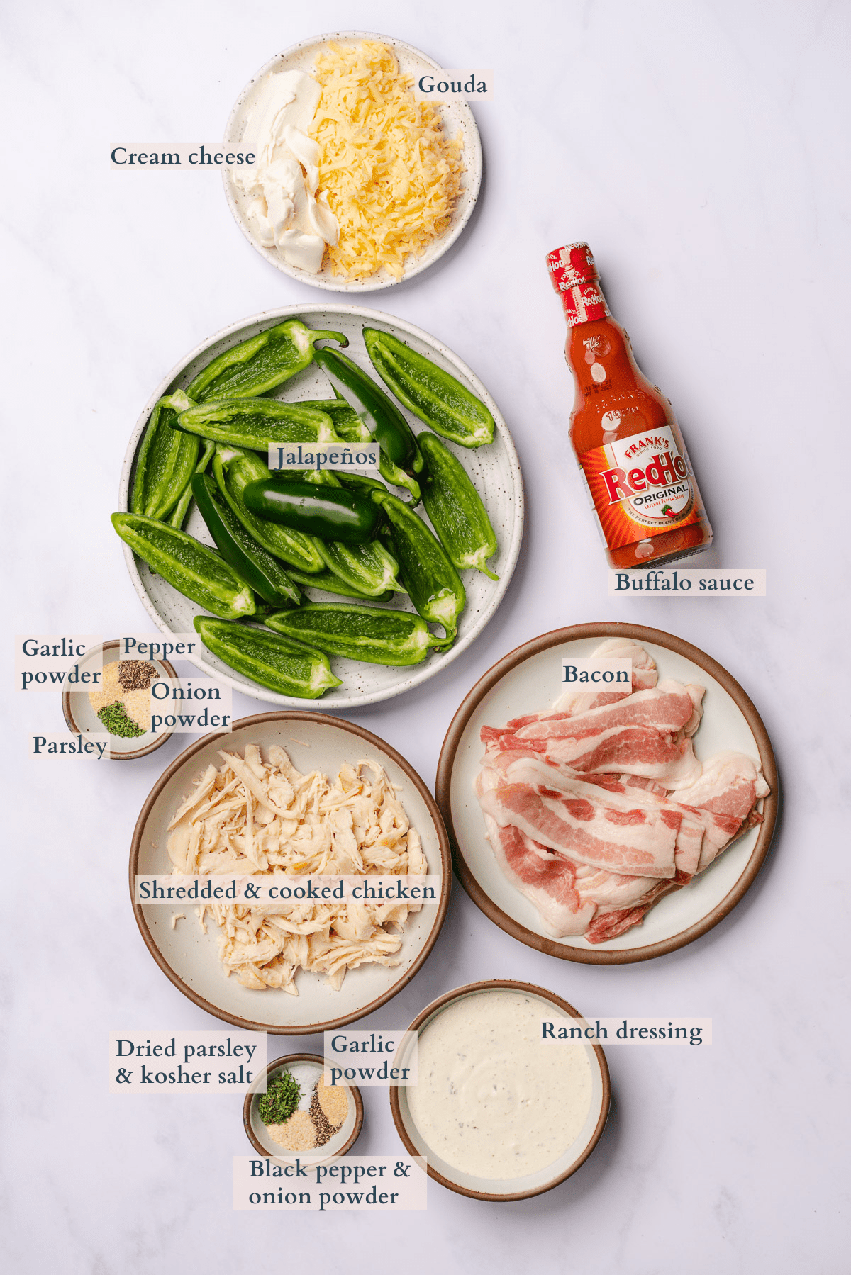 air fryer buffalo chicken jalapeno poppers ingredients graphic