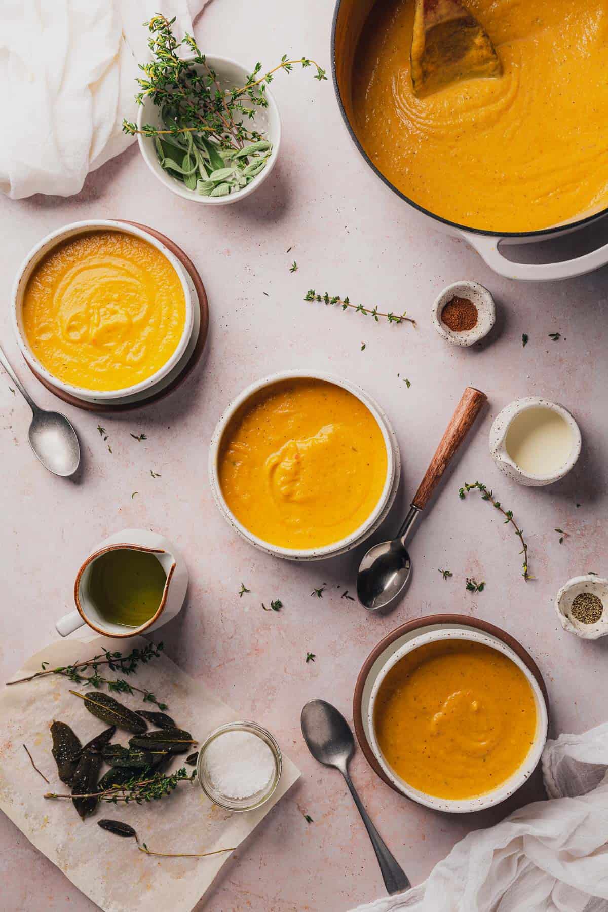 creamy silky smooth keto butternut squash soup from overhead