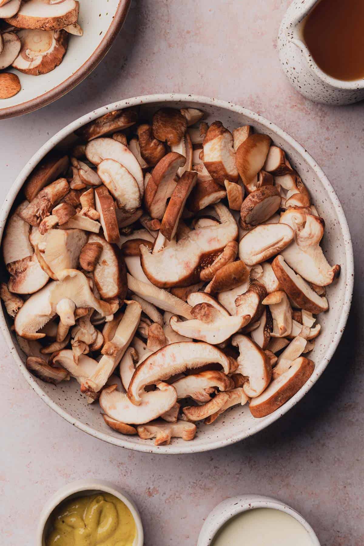 close up shot of a bowl full of mushrooms