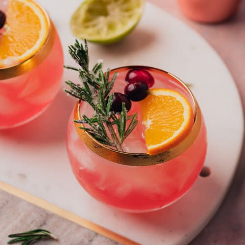 beautiful shot of a cranberry prosecco margarita