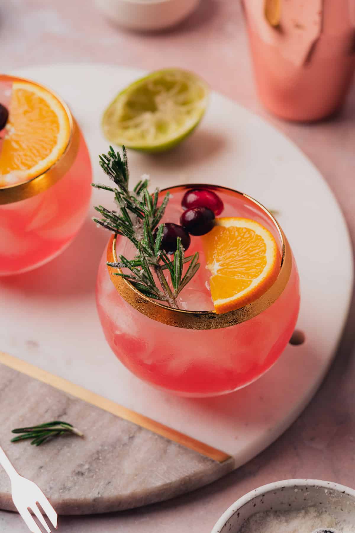 beautiful shot of a cranberry prosecco margarita