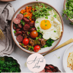 macro bowl (superfood bowl) with smoked sausage