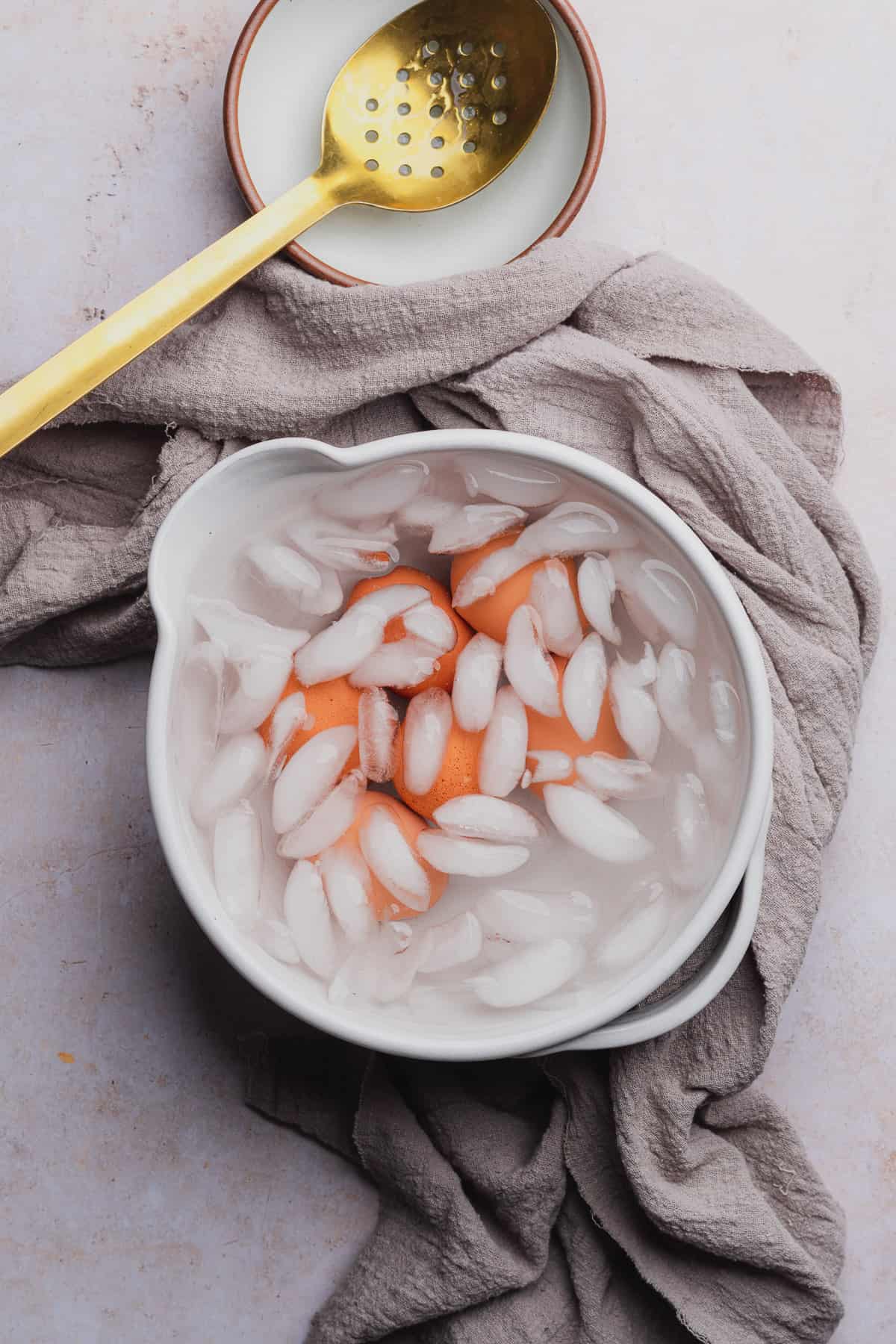 eggs in an ice bath