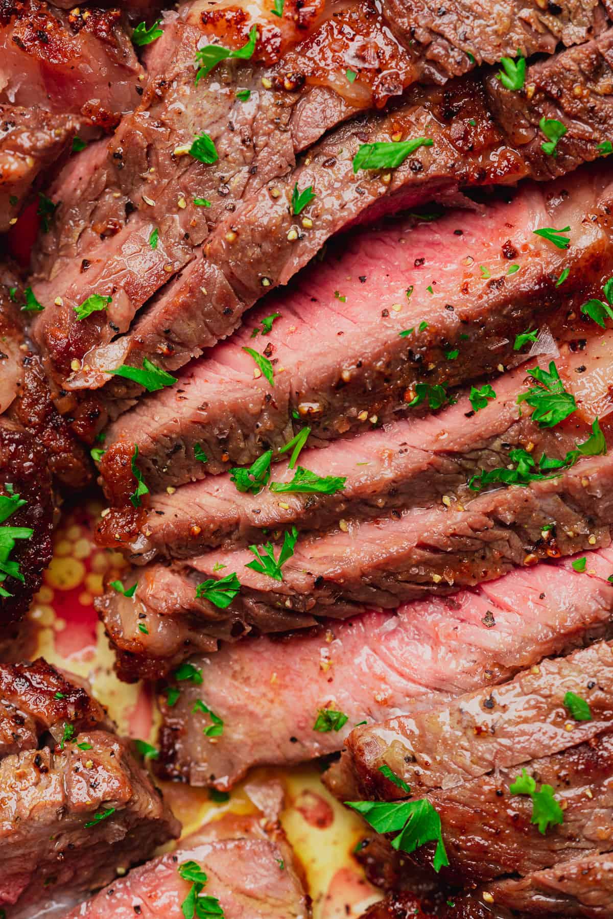 close up shot of an air fryer ribeye steak