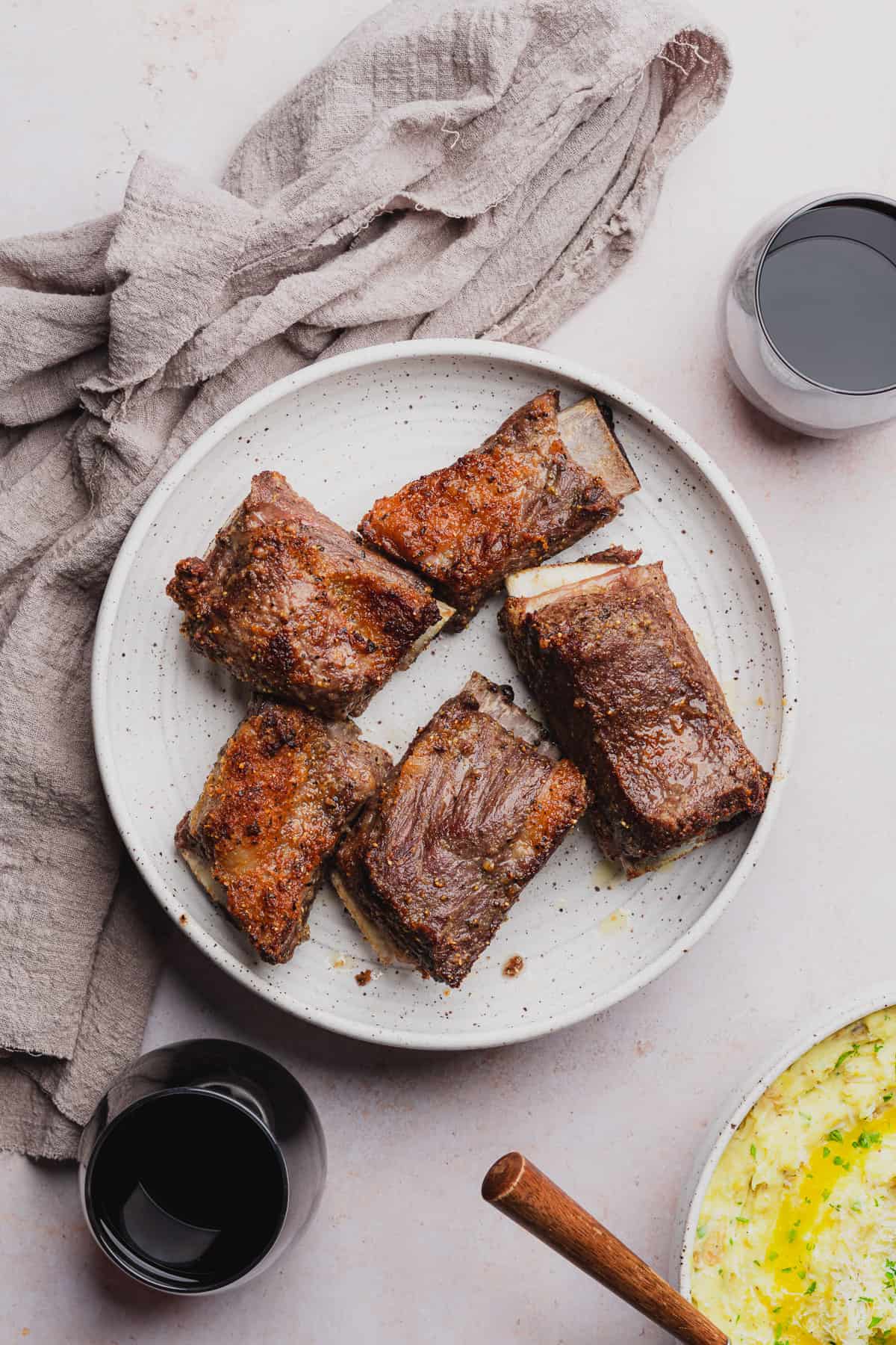 cooked air fryer short ribs on a plate