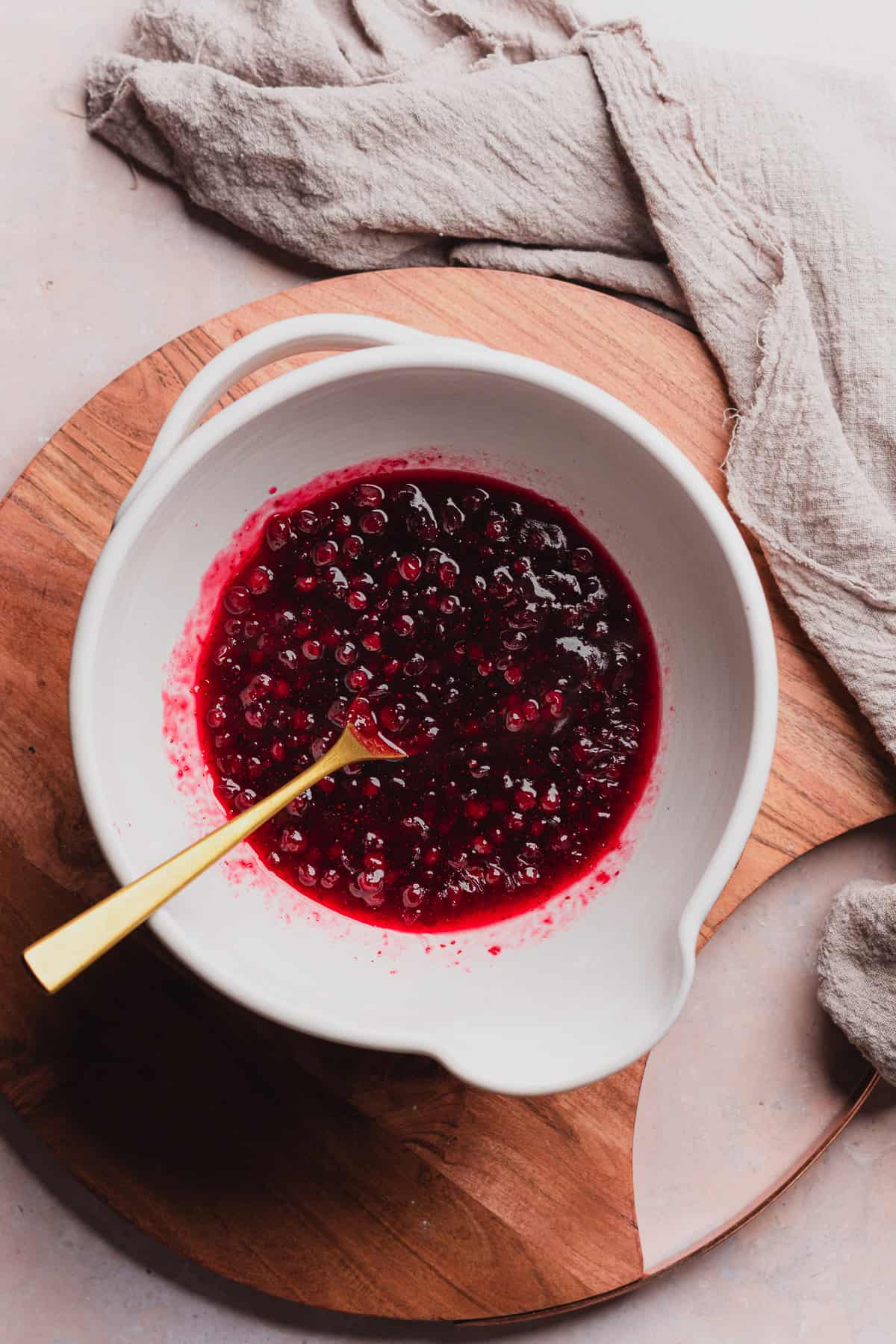 lingonberry sauce in a ceramic bowl. 