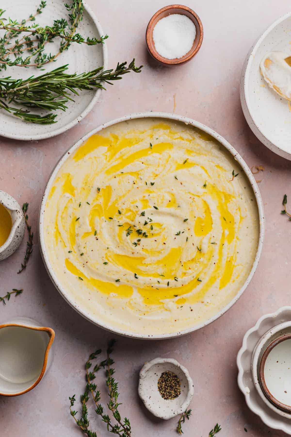 mashed turnips recipe with pools of butter and fresh parsley