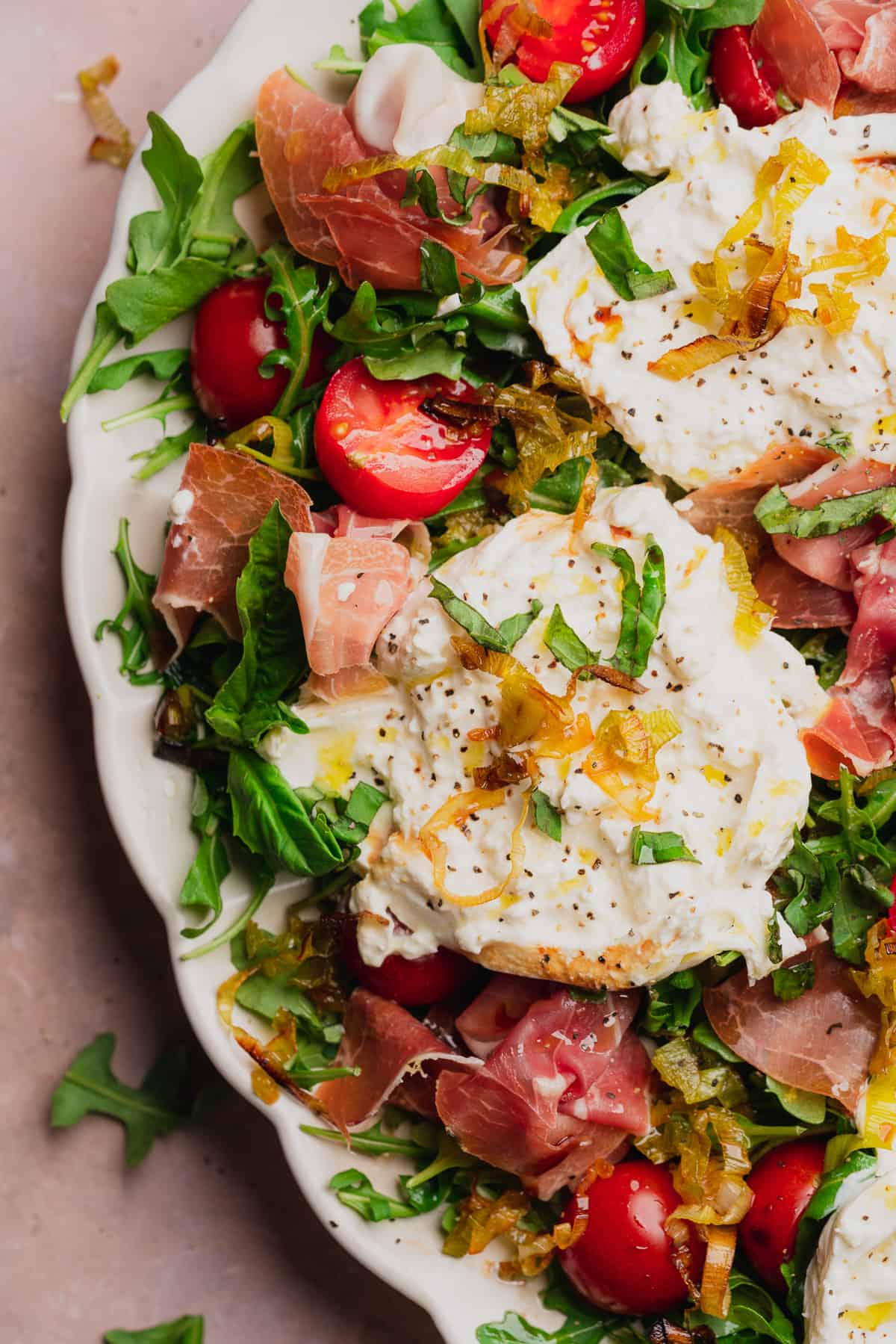 Double-Dressed Arugula & Burrata Salad