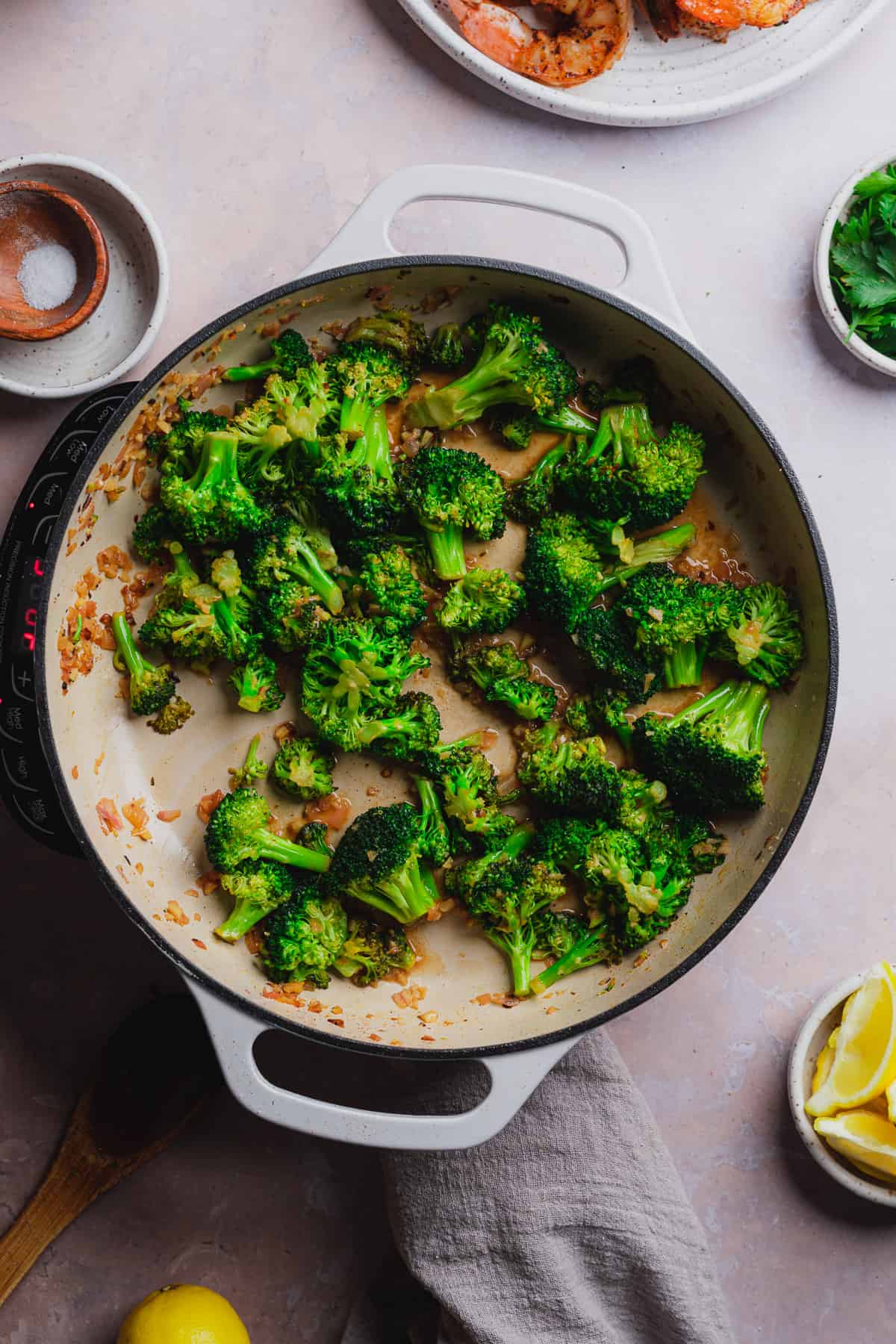 softened broccoli in an enameled dutch oven. 