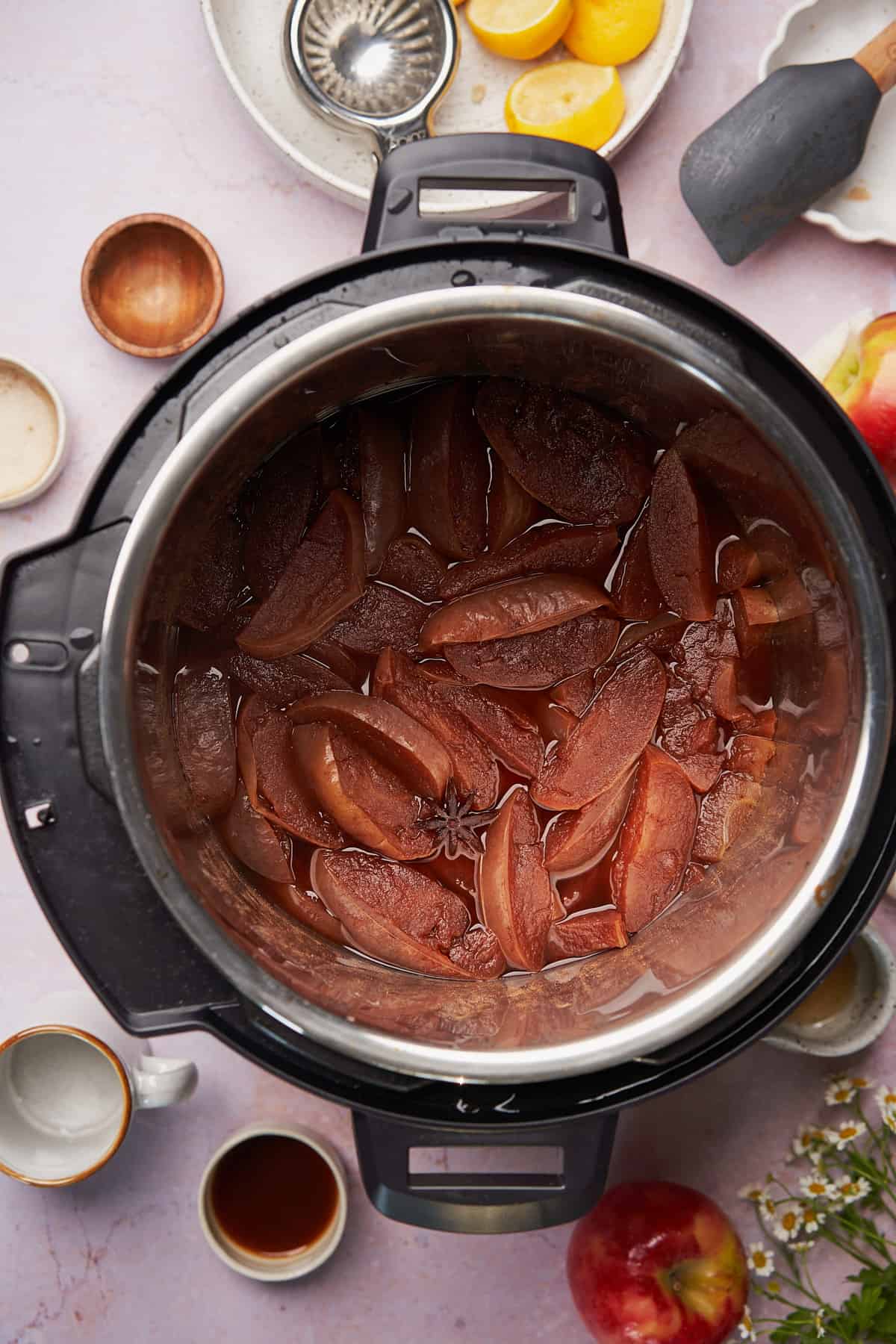 cooked apples with spices in an instant pot. 