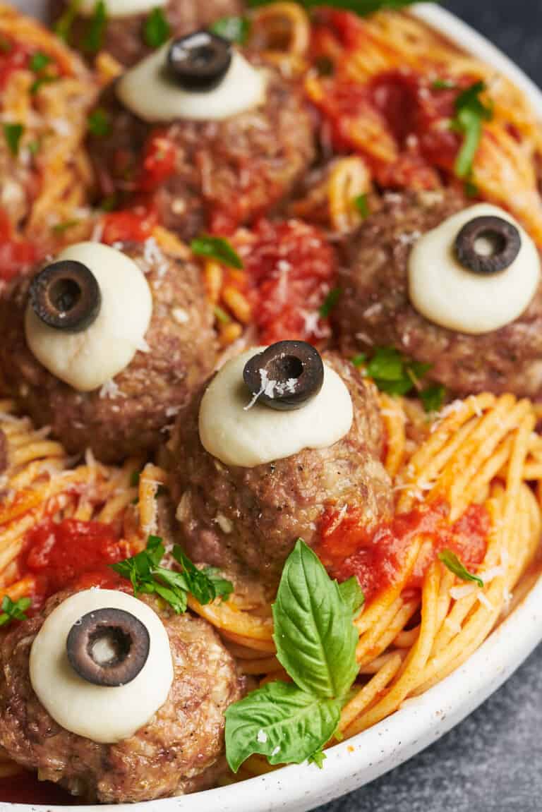 Halloween Pasta (Spooky Spaghetti with Meatball Eyeballs) - A Full Living