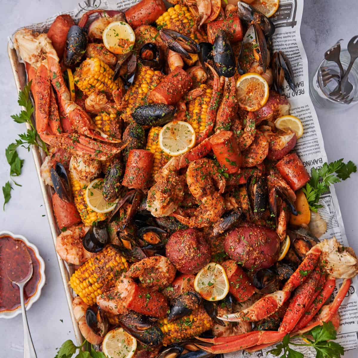 Seafood Boil With Garlic Butter Sauce 1200 X 1200  