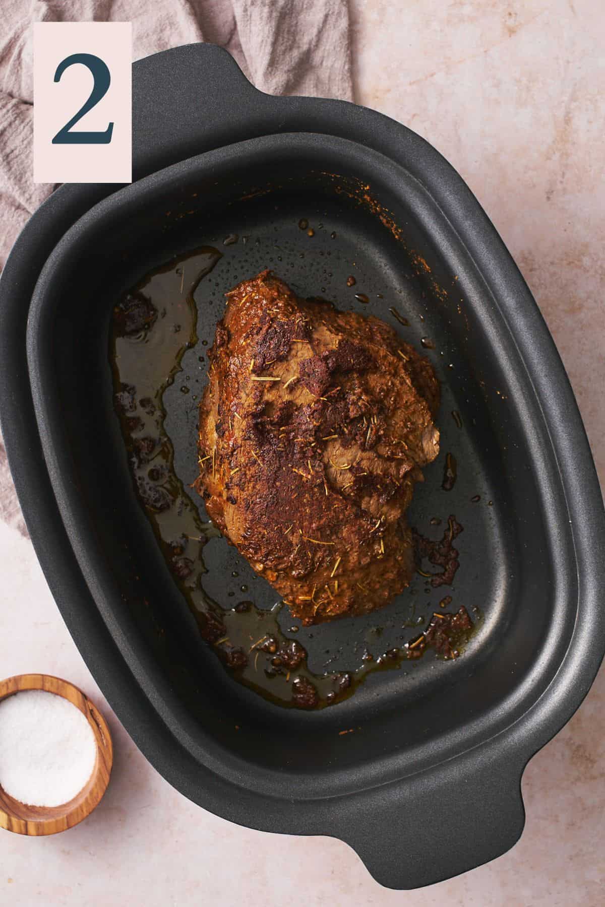 searing a roast in a slow cooker. 