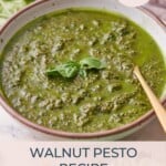 Walnut pesto recipe pinterest pin.