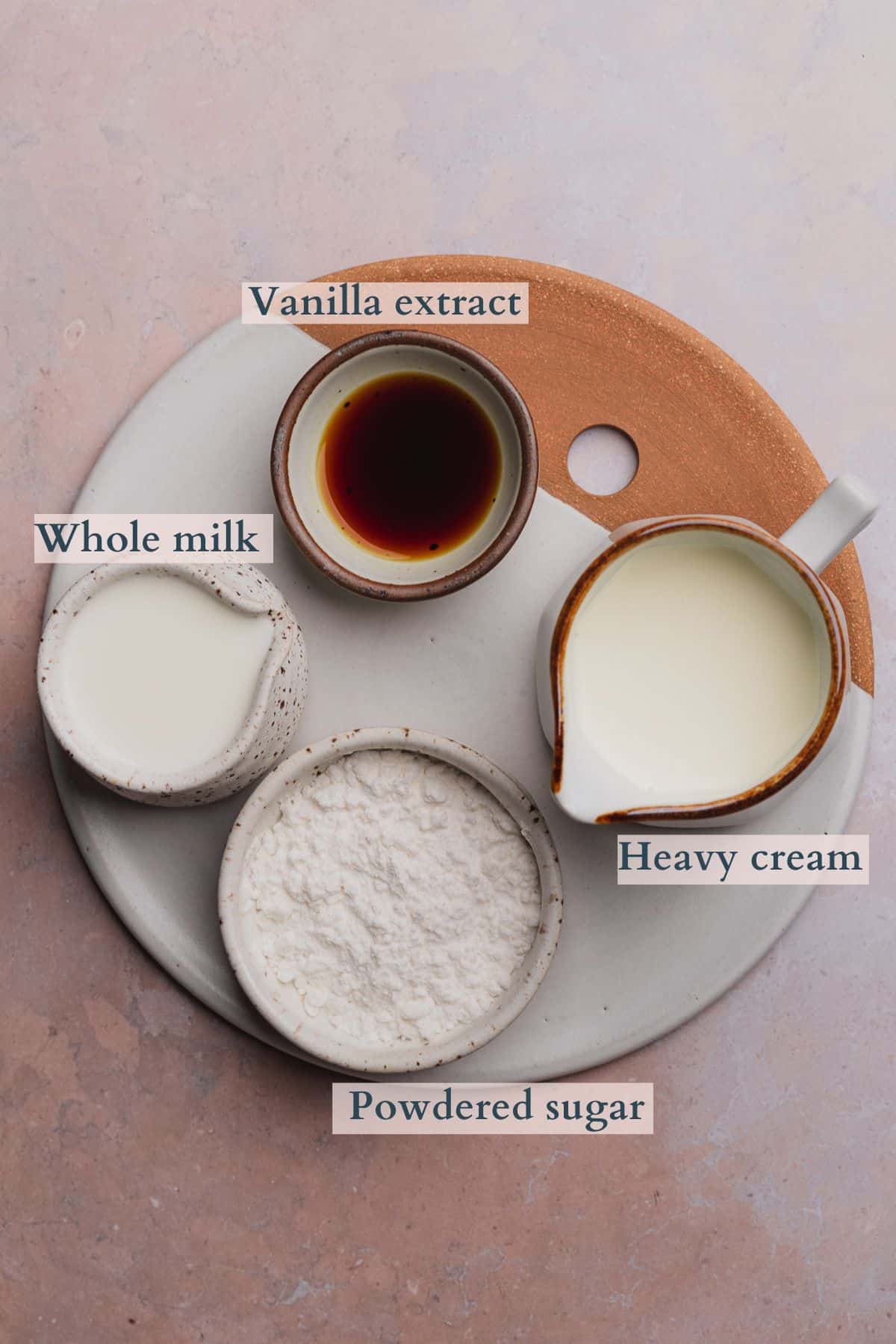 vanilla sweet cream cold foam ingredients graphic with text to denote heavy cream, whole milk, powdered sugar, and vanilla.