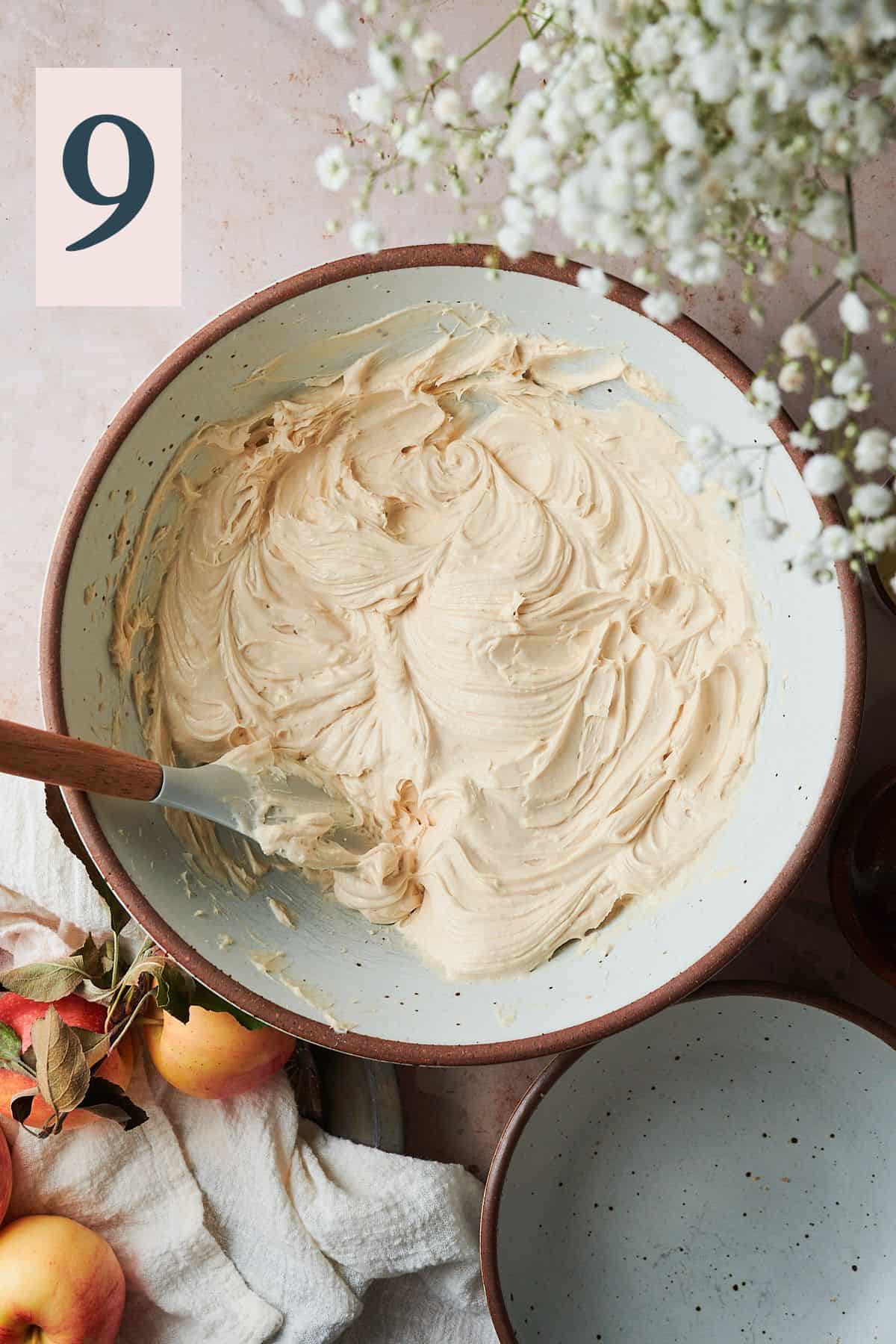 creamed together cream cheese and brown sugar in a large mixing bowl. 