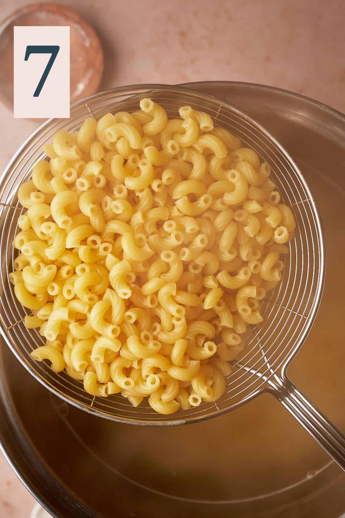 Elbow macaroni cooked to package directions.