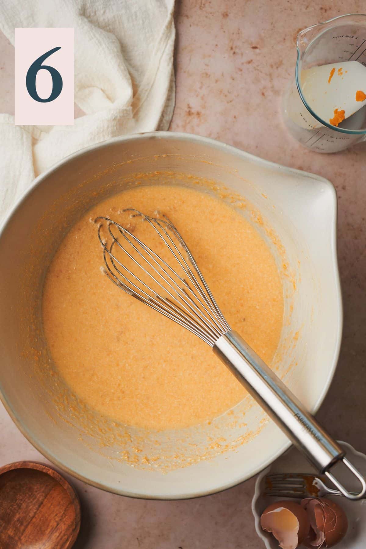 whisked sweet potato, milk, and butter mixture in a large bowl wit ha whisk. 