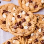 Chocolate chip and white chocolate chip cookies.