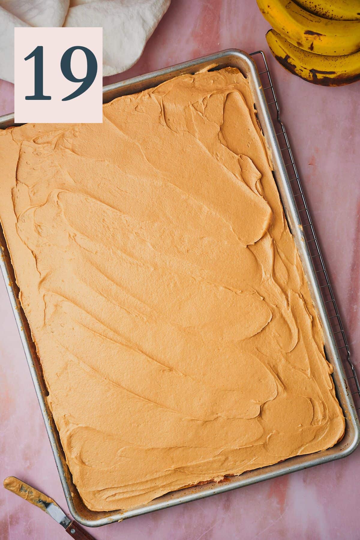 frosted peanut butter cake in a large baking sheet. 