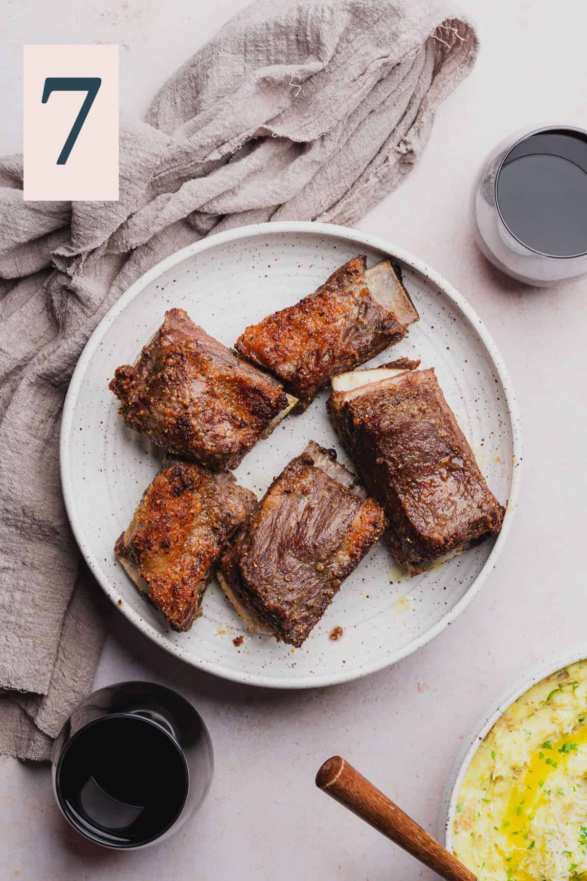 cooked air fryer short ribs on a plate