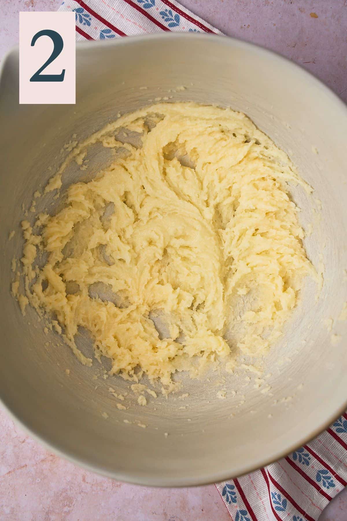 Creamed butter and sugar in a large mixing bowl. 