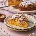 Swedish almond cake with caramel almond topping.