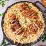 Chicken garlic parmesan pasta.