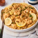 Shrimp scampi orzo.