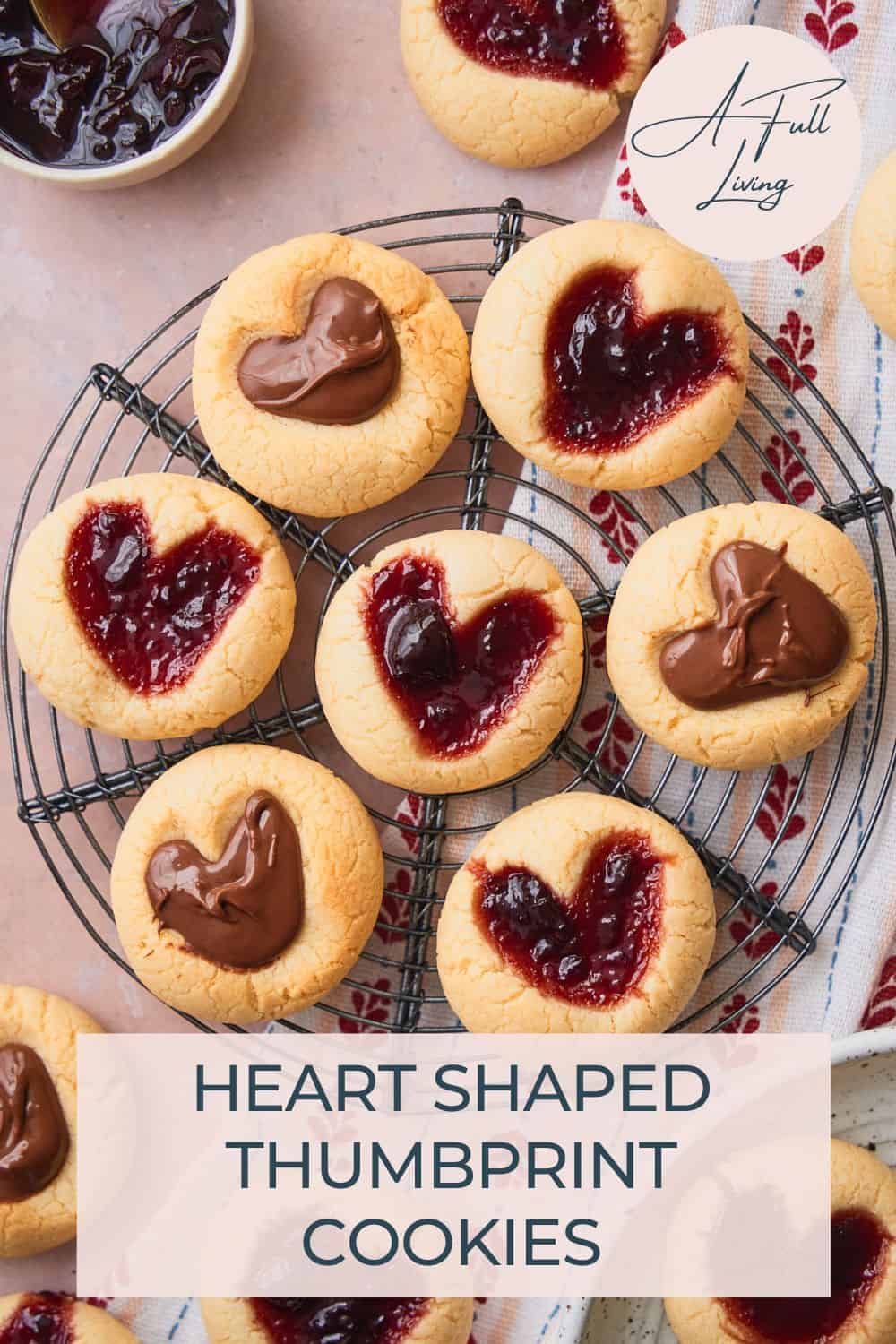 Heart Shaped Thumbprint Cookies.