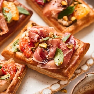 Burrata and Prosciutto tarts.